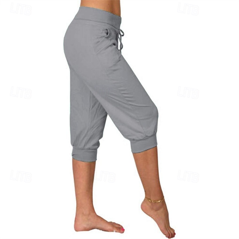 Dame Capri-bukser Søndagsshorts Gatemote Fritid Kalv lengde Medium Midje عادي Elastisk midje Snorer Pusteevne Myk Mikroelastisk Feriereise Gate Dagligdagstøy Svart Rosa Navyblå Grønn Sommer Normal 2025 - $16.99 –P11