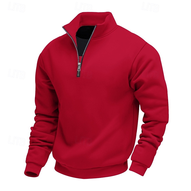 Men's Sweatshirt Quarter Zip Sweatshirt Apricot Black White Wine Red Half Zip Plain Sports & Outdoor Daily Holiday Polyester Streetwear Basic Casual Summer Spring Clothing Apparel Hoodies Sweatshirts  2026 - $28.99 –P19