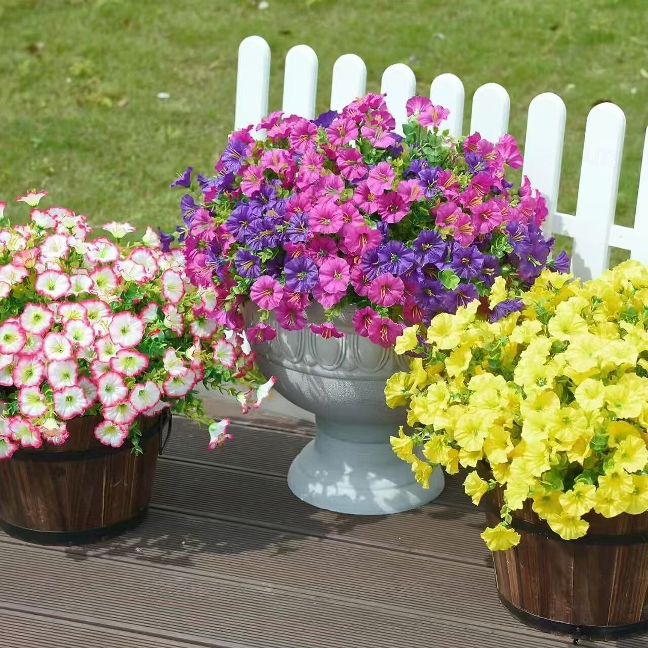 Pacote com 8 flores artificiais de ipomeia, flores de plástico duráveis e resistentes ao desbotamento para decoração de primavera, Páscoa, Dia dos Namorados, Dia das Mães, decoração de jardim de 2025 por $17.49 –P1