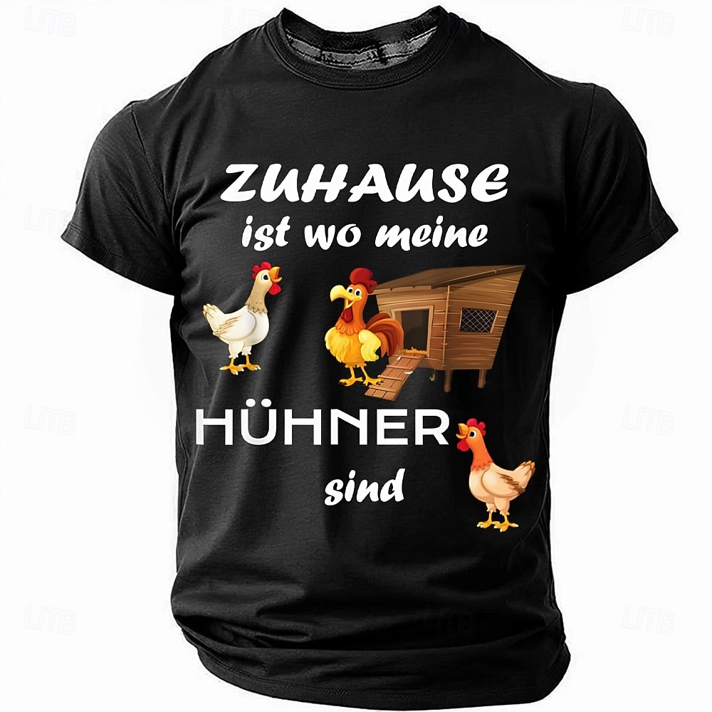 בגדי ריקוד גברים אֶפרוֹחַ סלנג מצחיק German חולצה קצרה שרוולים קצרים חולצה קצרה הדפסת תלת מימד צווארון עגול קצר חולצה אופנתי יומי רחוב קזו'אל יומי שחור פול תלתן קיץ אביב כל העונות ביגוד S M L XL XXL 2026 - $19.49 –P1