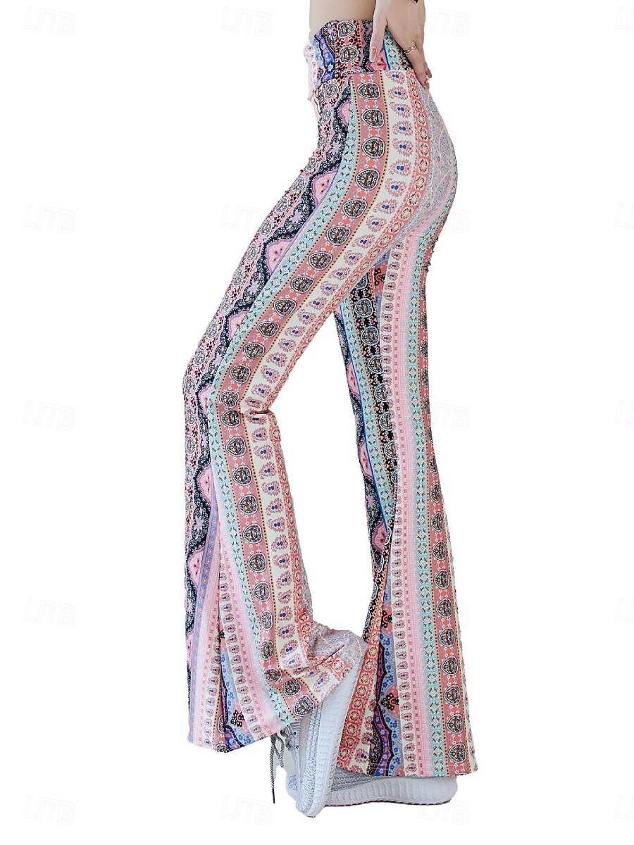 Dame Leggings Årgang Etnisk stil Full lengde Høy Midje Paisly Printer comfy Myk Bekvem Mikroelastisk utendørs Gate Svart Hvit Rosa Blå Sommer Vår Høst Slank Fasong 2025 - $19.99 –P7