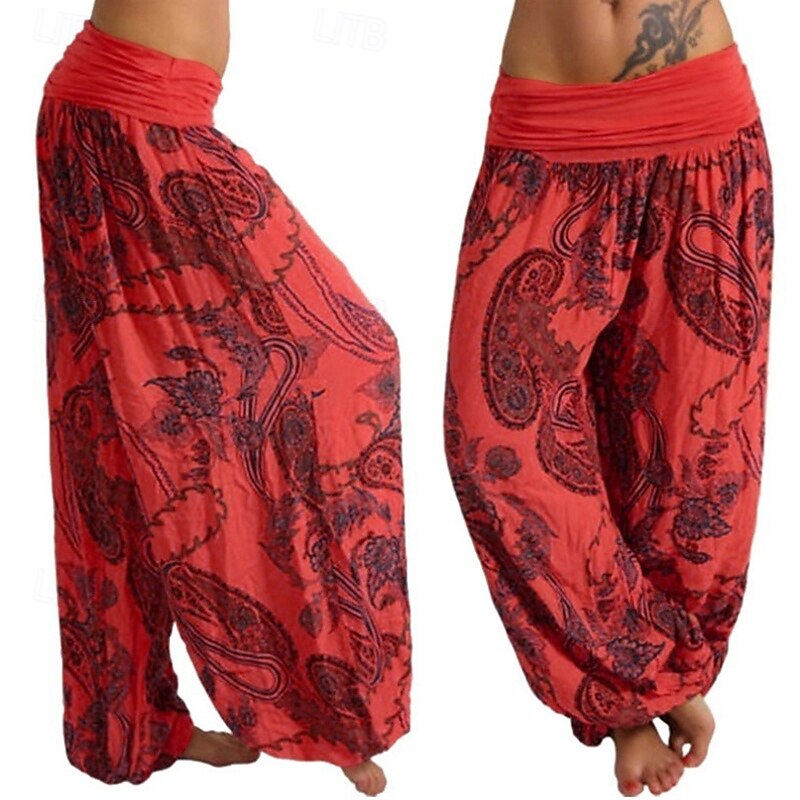 Mujer Pantalones Pantalones Harem Pantalones palazzo Moda Boho Longitud total Media cintura Estampado Cintura elástica Confortable Cómodo Microelástico Calle Ropa Cotidiana Noche Negro Amarillo Rojo 2025 - $19.99 –P8