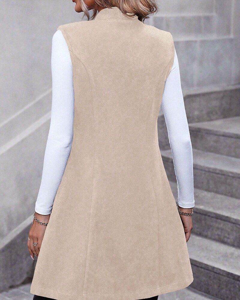 Per donna Gilet Caldo Confortevole Bottoni Moda Semplice Ferie Weekend Monopetto Lungo Scollo a V Vestibilità regolare Senza Maniche Capispalla Nero Rosso Albicocca Autunno Inverno del 2025 a $26.99 –P8