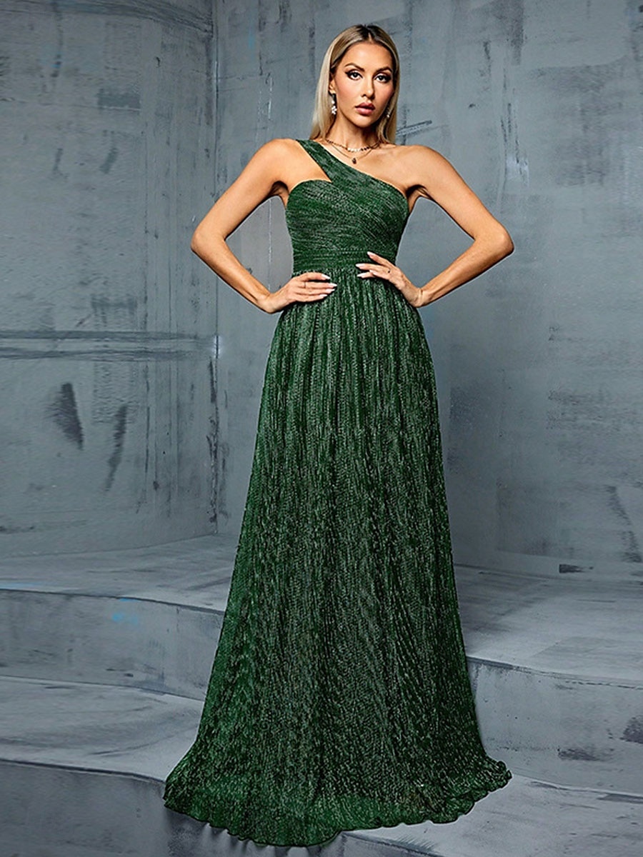Šaty A-line Quinceanera Elegantní Šaty Formální Svatba Dlouhé Bez Rukávů Jedno Rameno Polyester s Plisováním 2025 - $109.99 –P7