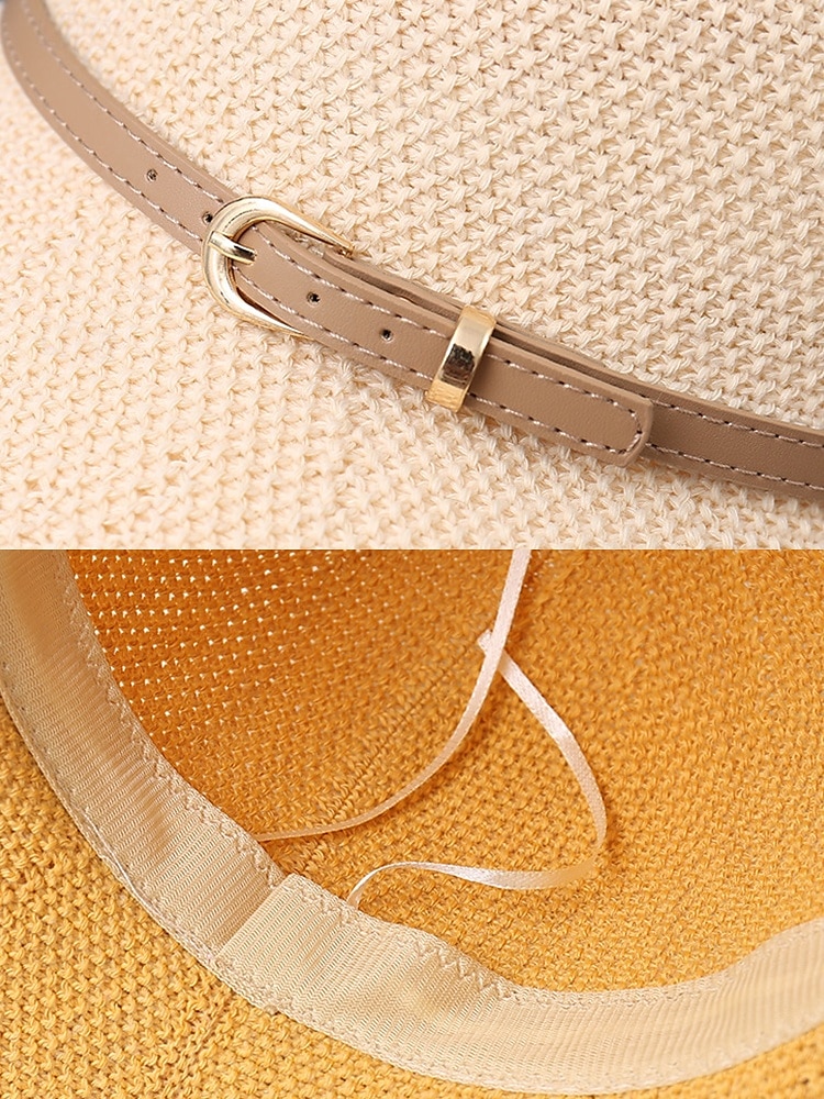 Opvouwbare polyester zonnehoed met brede rand voor dames met gespdetail - opvouwbare zomerstrandhoed voor reizen, tuinieren en buitenactiviteiten 2026 - $11.99 –P8