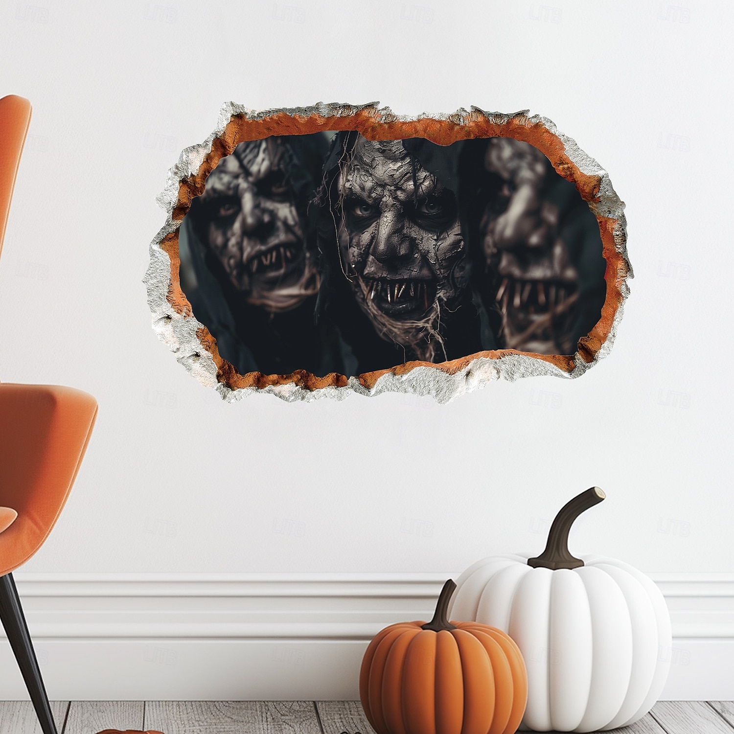 Halloween Wall Decal Sticker 3D Scary Breakthrough Skeleton and Zombie Design, Self-Adhesive Wall Decor for Bedroom and Living Room Holiday Decoration 2025 - $6.49 –P5