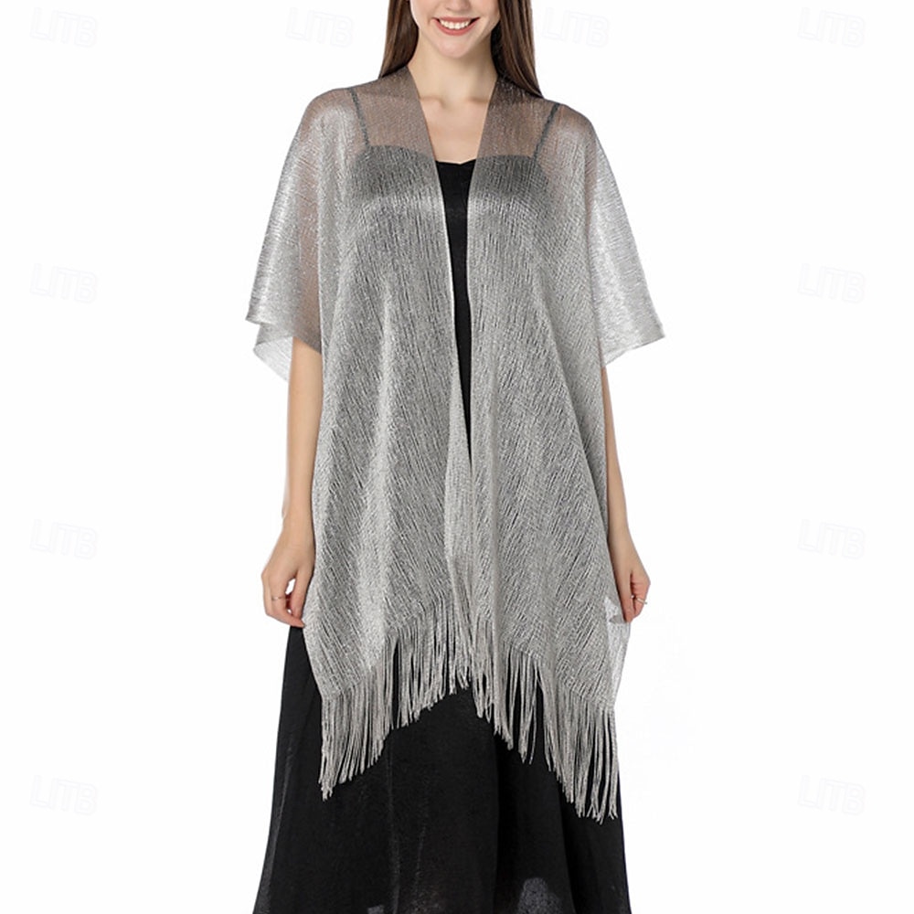 Capa Elegante de Proteção Solar para Mulheres com Mangas Curtas em Seda Imitada com Cor Pura para Casamento de Verão de 2025 por $20.99 –P18