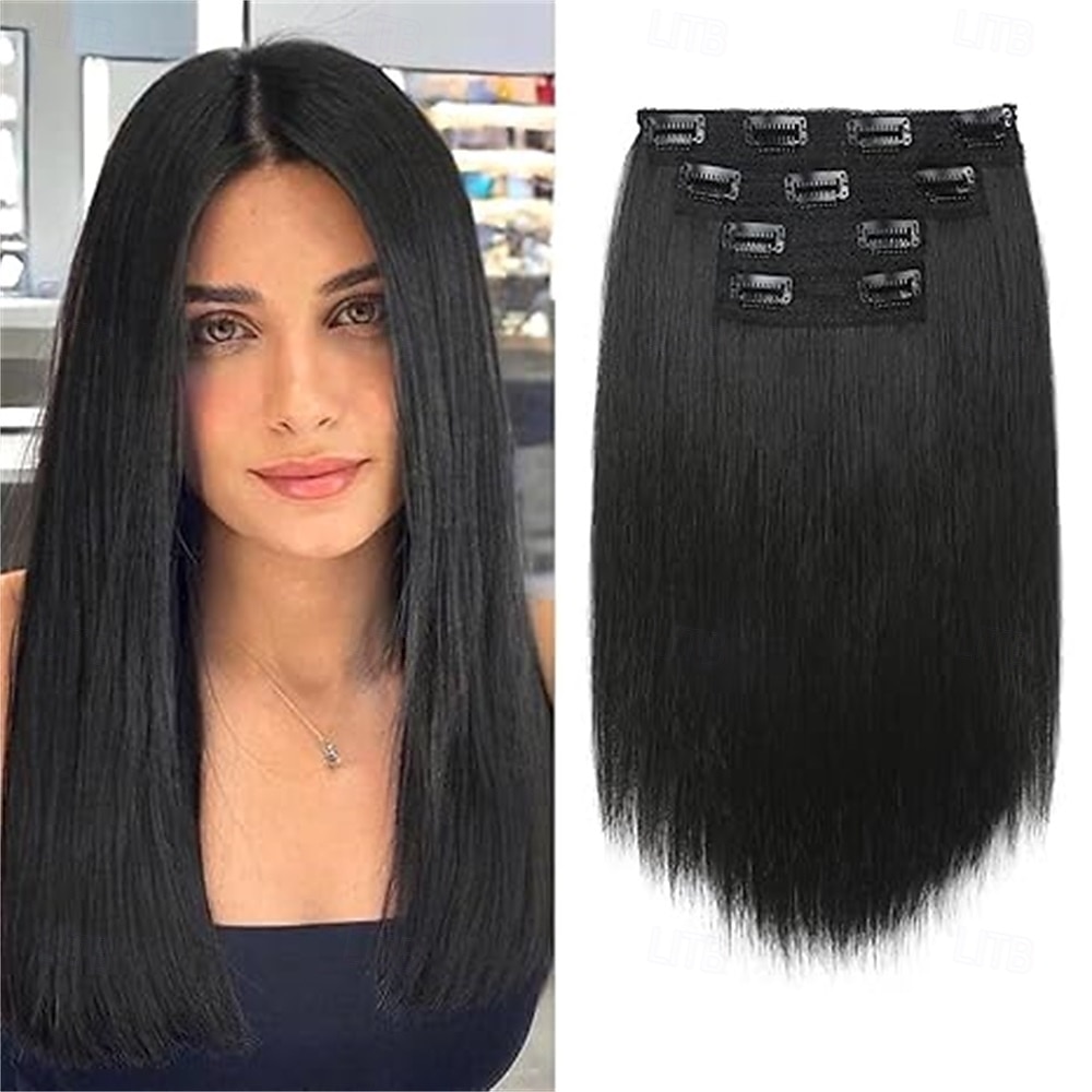 Extension per capelli, 14 clip corte, 4 pezzi, lisce, naturali, sintetiche, morbide, per donna - grigio argento del 2025 a $26.99 –P5