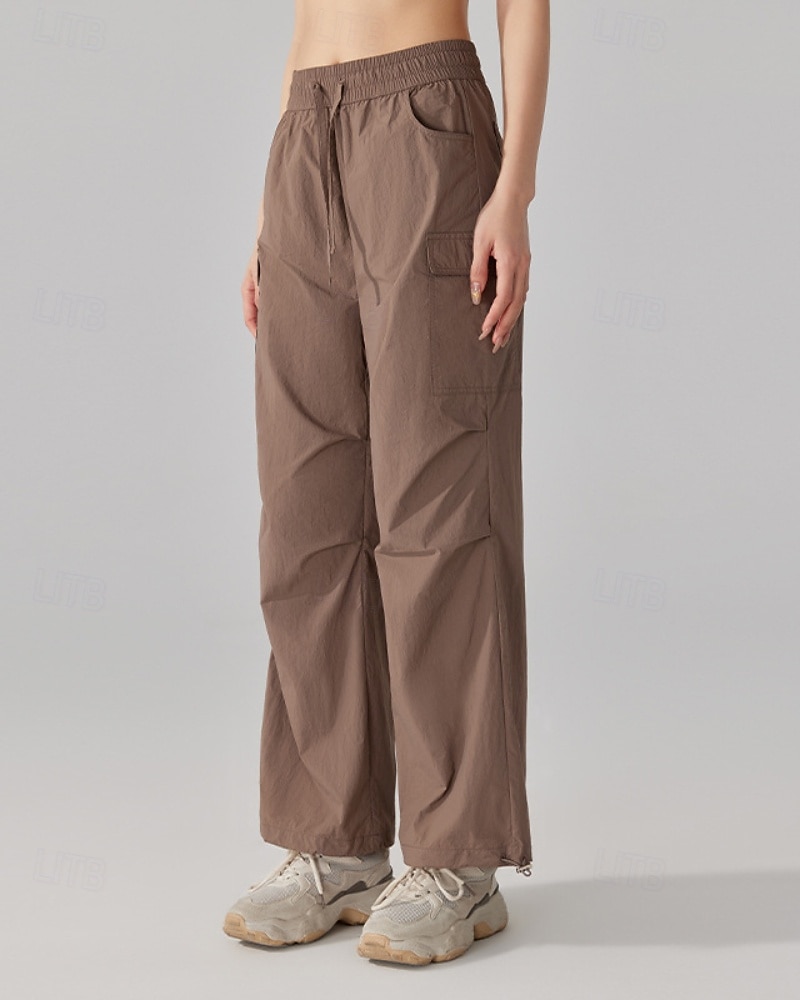 Damen Cargohosen Wanderhosen Gerade geschnittene Hose Außen Normale Passform Wasserdicht Sonnenschutz Winddicht Schnelltrocknend Unterteile Kordelzug Leicht Schwarz Khaki Camping / Wandern 2025 - $27.99 –P2