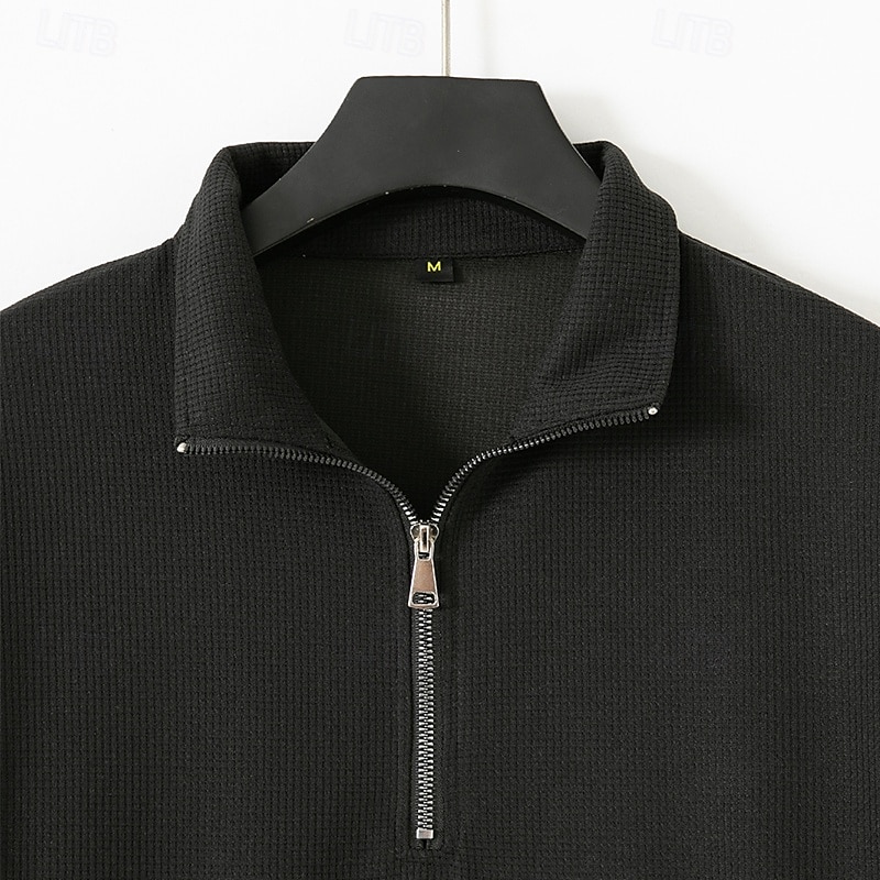 Herre Polo genser Glidelås med glidelås Svart Hvit Blå Kakifarget Grå Halv glidelås عادي Ta igjen glidelåsen Lomme Quarter Zip Sport & Utendørs Avslappet Daglig Gatemote Kul Sportsklær Vår & Vinter 2025 - $25.99 –P6