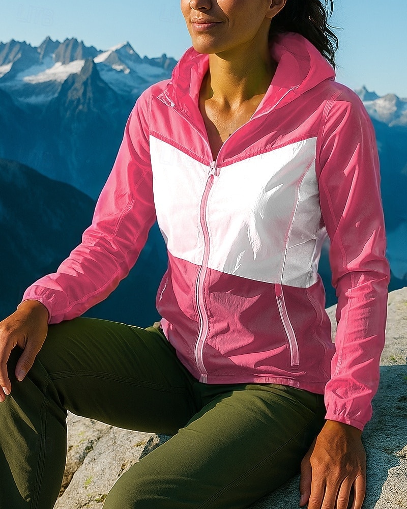 Damen Outdoorjacke Wanderjacke Sonnenschutzjacke Außen Wasserdicht Winddicht Schnelltrocknend Leicht Wanderoutfits Wanderbekleidung Frühling Herbst Jacke Tennis Golfspiel Laufen Patchwork Rosa Grün 2026 - $29.99 –P5