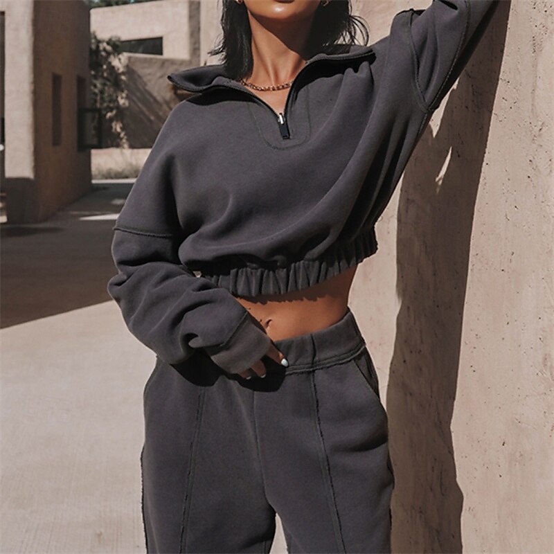 Mujer Tracksuit Sudadera Ropa Deportiva Otoño Manga Larga Mantiene abrigado Resistente al Viento Suave Gimnasio Rutina de ejercicio Deportes Ropa de deporte Ropa de Deporte Color sólido Albaricoque 2025 - $36.99 –P6