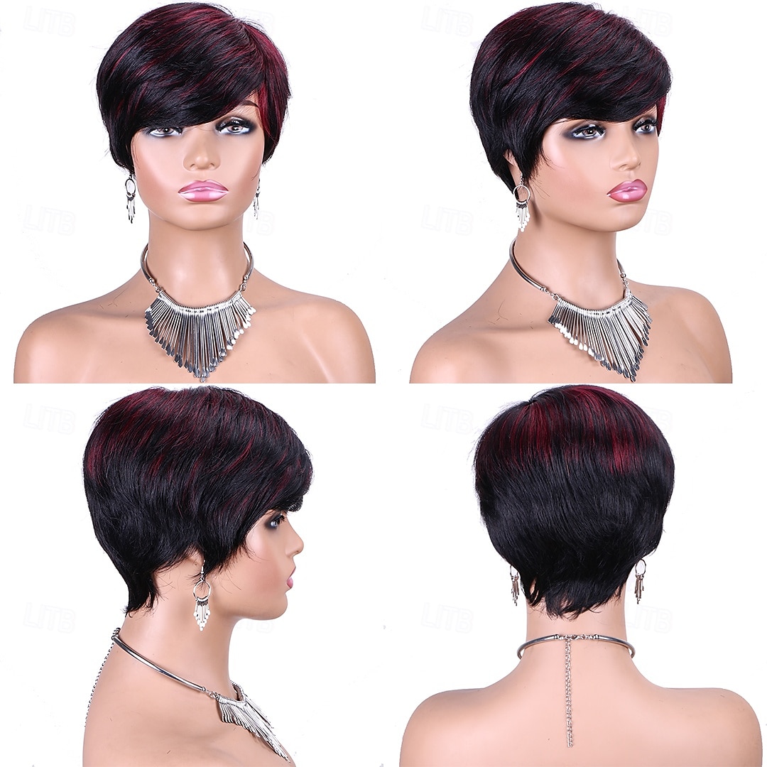 Perruques coupe lutin pour femmes, perruque courte en cheveux humains avec frange, perruque coupe lutin en couches, perruque brésilienne en cheveux humains entièrement fabriquée à la machine de 2026 ? $43.99 –P5