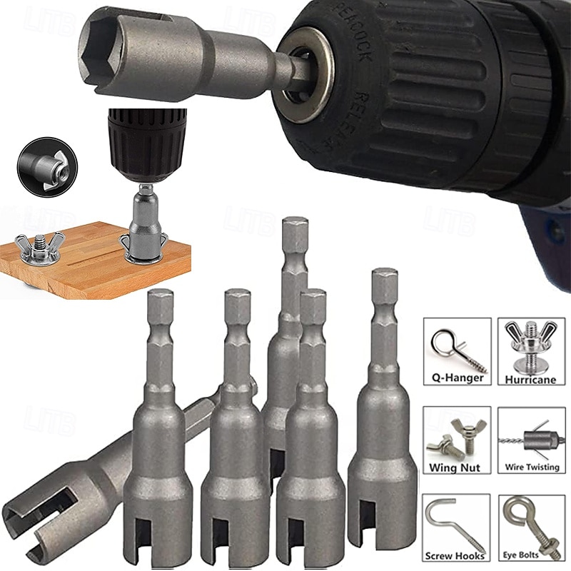 2026年 ウィングナットドリルビットセット、ハリケーンウィングナットドライバー、パワーウィングナットドライバー、ソケットレンチツールセット、1/4インチ六角シャンクスチールドリルビット、パネルナット、ネジ、アイCフックボルト、Qハンガー用  コレクション – $13.99 –P1