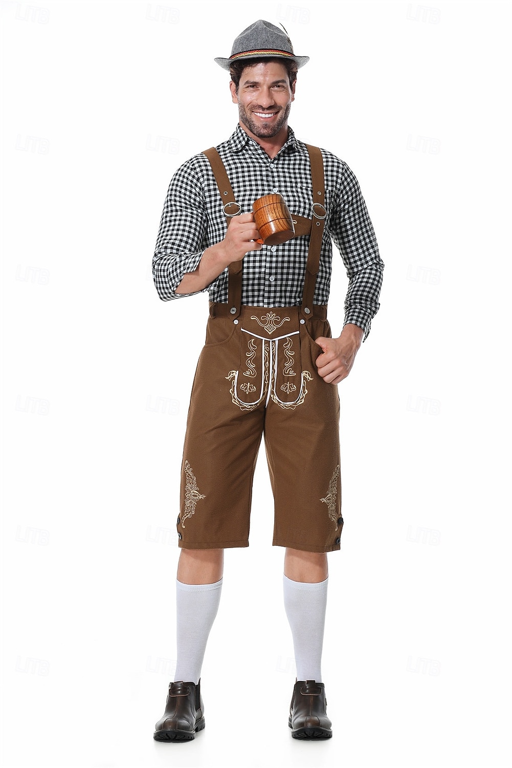 Oktoberfest Lederhosen Camisas Sombrero alpino bávaro Alemán alpino prados Hombre Fiesta Festival de Cerveza Paño de estilo tradicional 2026 - $61.99 –P3