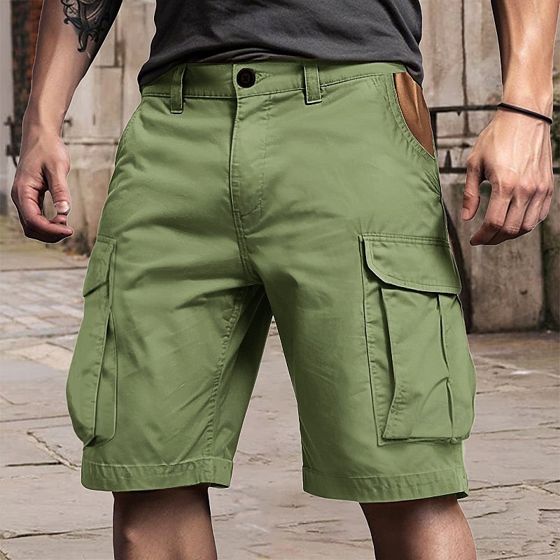 Per uomo Pantaloncini cargo Shorts Pantaloncini Estivi Multi-tasche Tasca con Patta Semplice Comodità Indossabile Lunghezza al ginocchio All'aperto Sport Quotidiano Moda Casual Verde Cachi del 2025 a $22.99 –P17