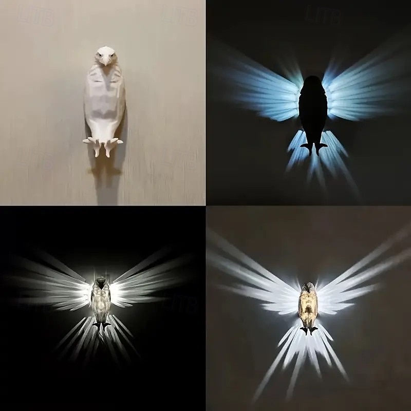 3D-ørnvegglampe, ørnvegglampe i harpiks, batteridrevet kreativ skulpturvegglampe i dyreskulptur, atmosfæregjengivelseslys, LED-hjemdekorasjonslys 1 stk flerfarget 2025 - $21.99 –P4