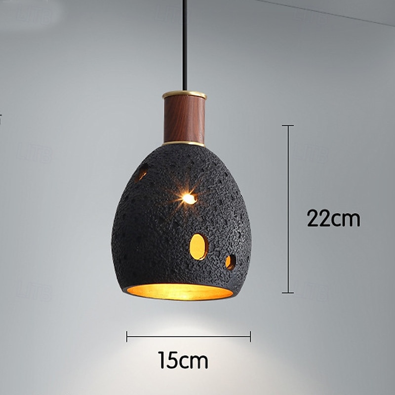 Candelabru din lemn de alamă, corp din piatră de fagure negru/gri/alb, pandantiv, design gol, corp de iluminat de tavan pentru insulă de bucătărie, sufragerie, dormitor, hol, bar, living 2025 - $190.99 –P5