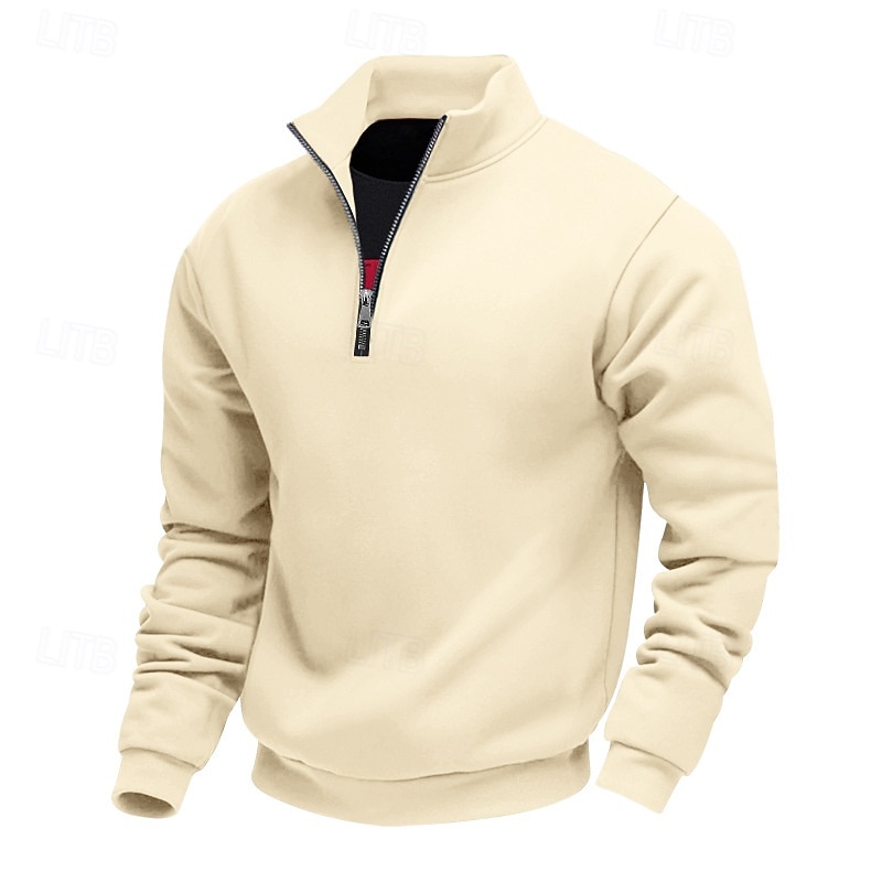 Men's Sweatshirt Quarter Zip Sweatshirt Apricot Black White Wine Red Half Zip Plain Sports & Outdoor Daily Holiday Polyester Streetwear Basic Casual Summer Spring Clothing Apparel Hoodies Sweatshirts  2026 - $28.99 –P7