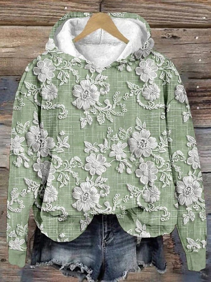 Femmes Sweat à capuche Fleuri Animal Élégant ancien Rétro manche longue À capuche Hauts Réguliers Rue Tenue Quotidienne Imprimé Violet Vert Kaki Printemps Automne Hiver de 2025 ? $28.99 –P3