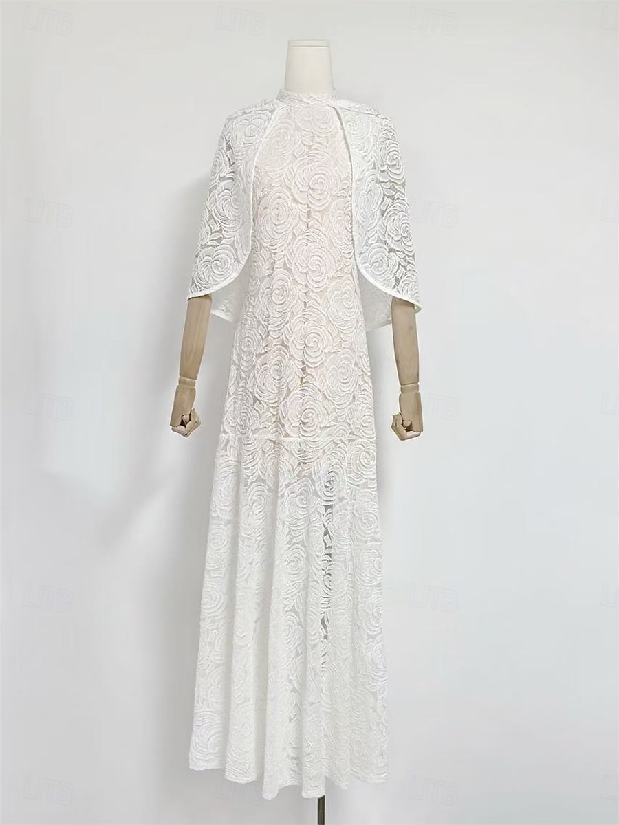 Sirène / Trompette Robe de Soirée Élégant Robe Formel Mariage Longueur au sol Manche Courte Col haut Dentelle avec Châle 2025 de 2025 ? $129.99 –P9