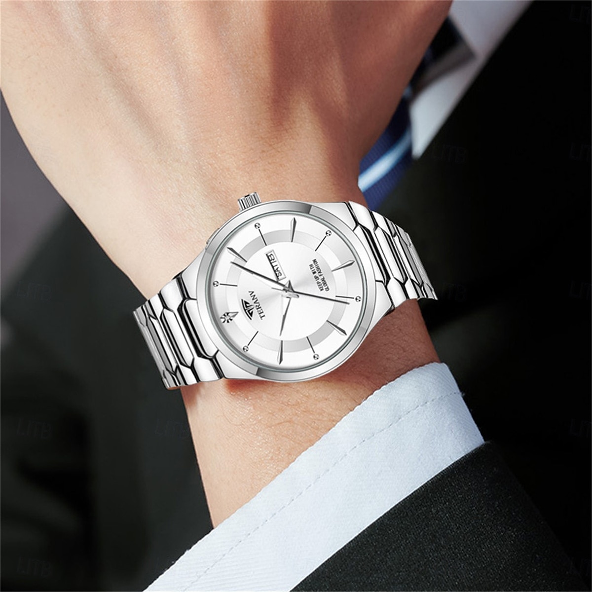 Fashion Men's Steel Strap Quartz Watch with Simple Design and Circular Dial IPX7 Waterproof Luminous Calendar Date Quartz Watch 2025 - $21.99 –P12