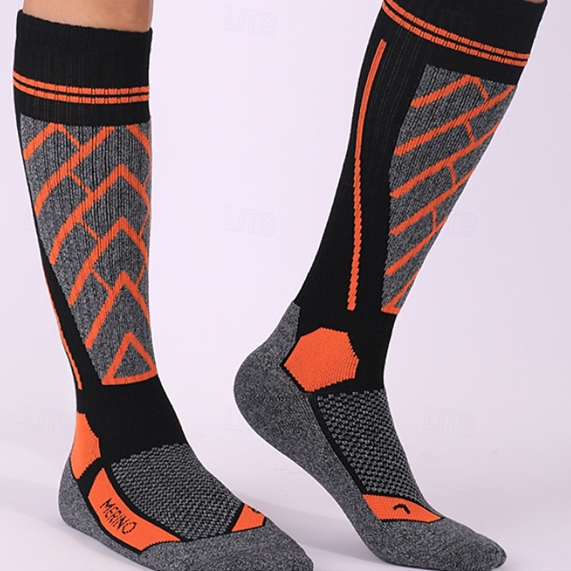 1 Par Hombre Mujer calcetines de lana merino Calcetines de senderismo Calcetines para correr Mantiene abrigado Transpirable Anti ampollas Grueso Invierno Al aire libre Sobre la pantorrilla Retazos 2025 - $17.49 –P3
