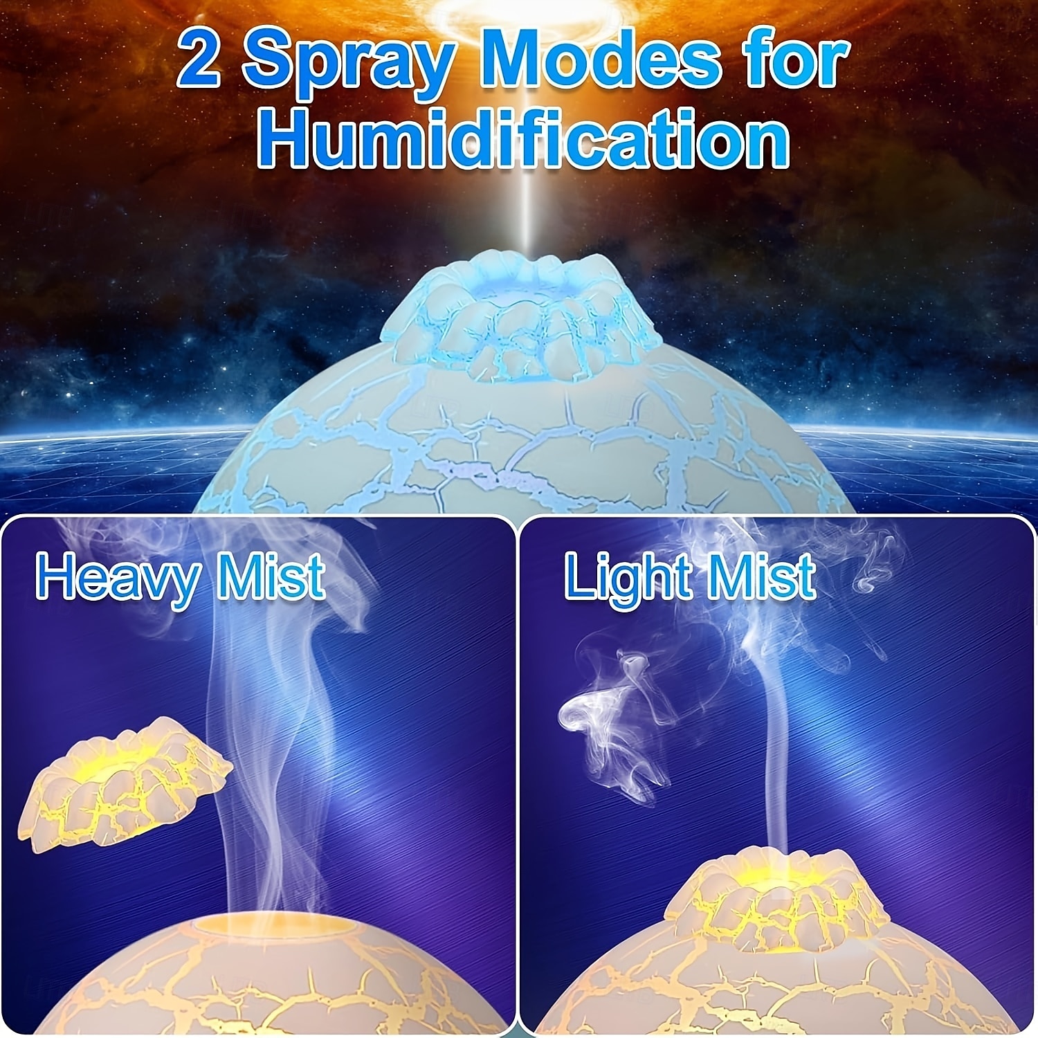 Diffuseur d'arômes silencieux inspiré du volcan alimenté par USB avec veilleuse colorée - humidificateur d'huiles essentielles pour une ambiance relaxante dans la chambre à coucher du bureau à de 2025 ? $51.99 –P3