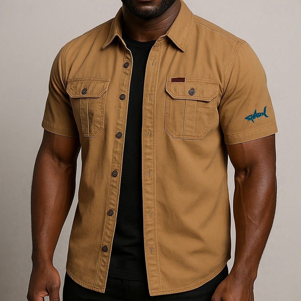 Per uomo Squalo Stampa Lettere Camicia da lavoro Camicia Western Camicia cargo Manica Corta Casual Pantaloni Tattici Sport all'Aperto Uscire Estate Primavera Collo ripiegato Grafico Camicie di cotone del 2026 a $27.99 –P3
