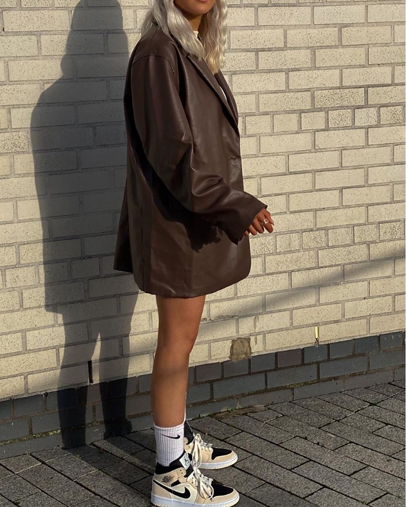 Damen Blazer Warm Bequem Tasche Knöpfe Mode Modern Einfach Ausgehen Wochenende Einreihig Regulär Umlegekragen Normale Passform Langarm Oberbekleidung Schwarz Rote Braun Herbst Winter 2025 - $32.99 –P10