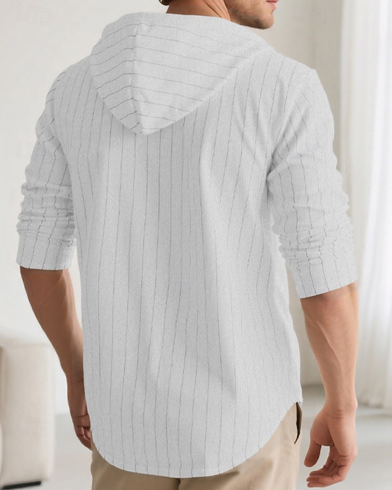 Per uomo Camicia Camicia di lino Camicia casual Camicia con Bottoni Camicia di cotone A righe Vacanza Camicia hawaiana Nero Bianco Blu marino Cachi Manica Lunga Con Cappuccio Primavera Autunno del 2025 a $23.99 –P2