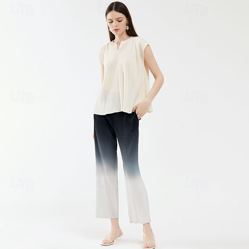 Dam Rak Elegant Semester Vintage Ankellång Medium Midja Lutning Elastisk Svart och vit lutning Sommar Vår Höst Lös passning 2025 - $59.99 –P1