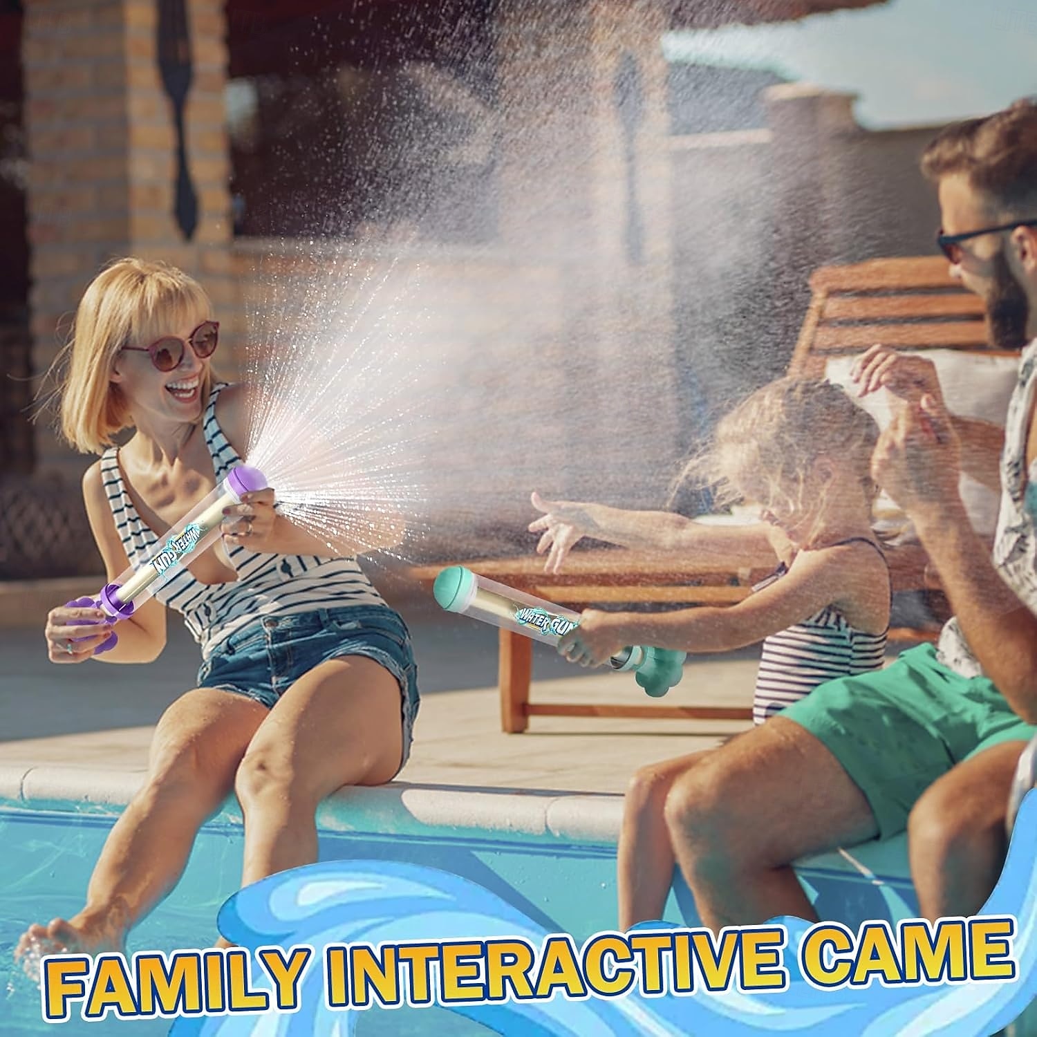 4-delige vuurwerkwaterpistool - romantisch vuurwerkwaterpistool voor koppels, groot bereik tot 8,2 meter, hogedruk uittrekbaar waterpistool, zomerzwembad &strandfeest plezier 2025 - $18.99 –P7