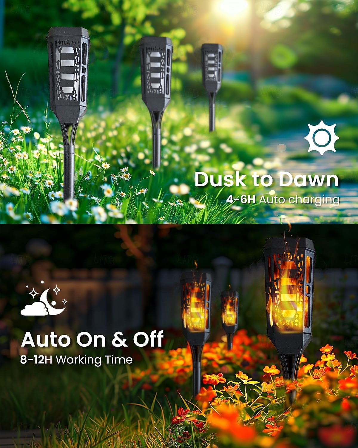 8 Pcs Outdoor Waterproof Solar Flashing Flames Plug in Lights Sensor Lights Garden Courtyard Lawn Path Christmas Halloween Festival Atmosphere Decorative Lights Landscape Lights 2025 - $81.99 –P6