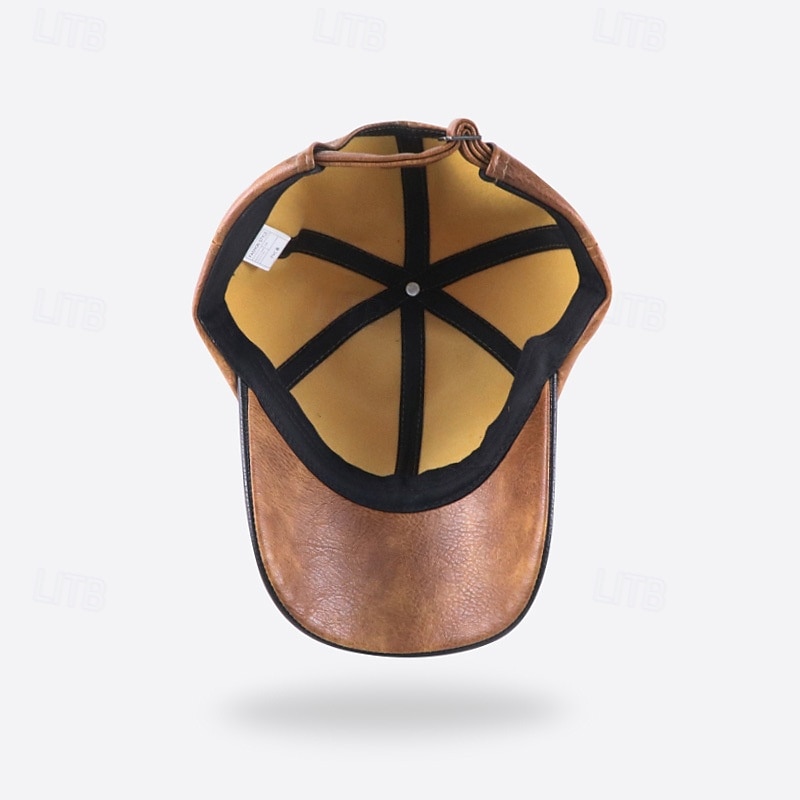 Herren Baseballkappe Sonnenhut Trucker-Kappe Schwarz Kaffee PU Mode Lässig Straße Täglich Farbblock Verstellbar Sonnenschutz Atmungsaktiv 2025 - $15.49 –P3