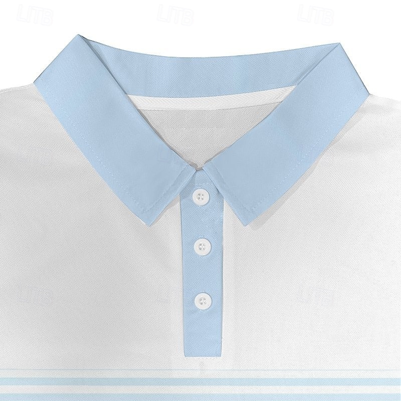 Herren Polo Polo mit Knopfleiste Lässig Sport Revers Kurzarm Mode Basic Streifen Knöpfe Sommer Frühling Blau Grün Polo 2025 - $17.99 –P4