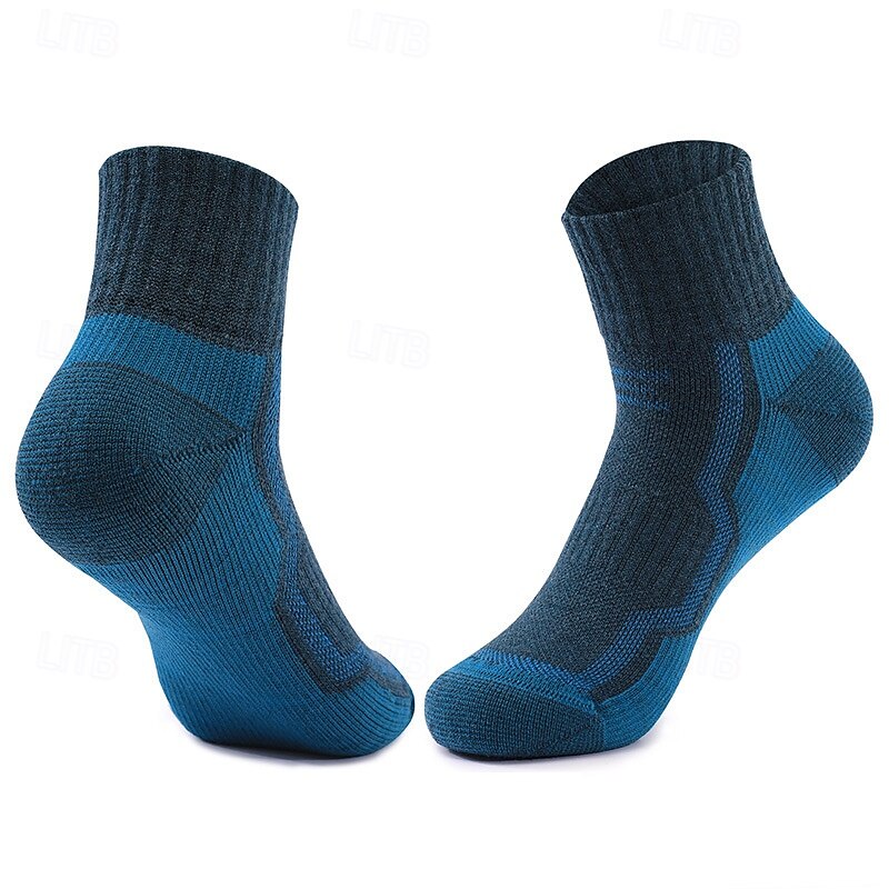 1 Paar Herren Damen Merino Wollsocken Wandersocken Sportsocken Thermo Warm Atmungsaktiv Anti Blasen Dick Outdoor Quarter Crew Patchwork Merinowolle Schwarz Königsblau Braun für Ski/Snowboard 2026 - $12.99 –P6