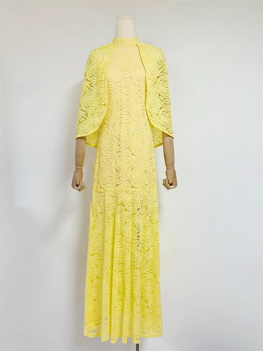 Sirène / Trompette Robe de Soirée Élégant Robe Formel Mariage Longueur au sol Manche Courte Col haut Dentelle avec Châle 2025 de 2025 ? $129.99 –P2