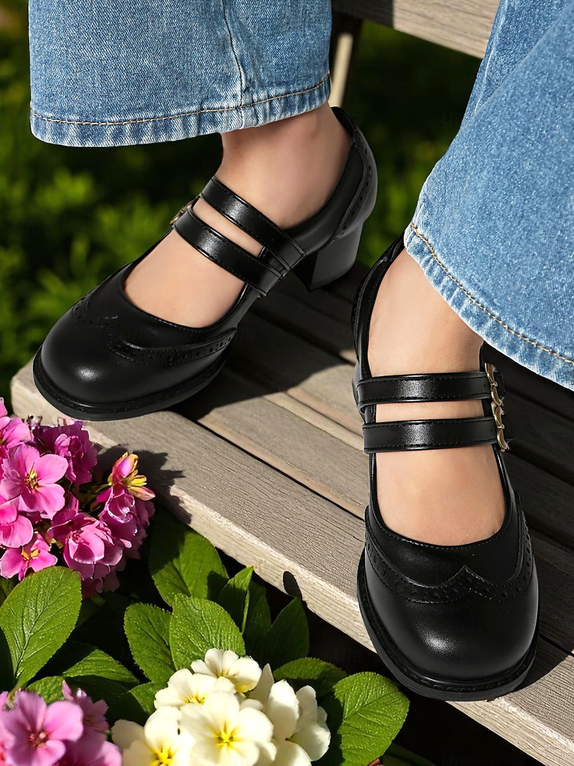 Escarpins Mary Jane en similicuir marron pour femme – Chaussures vintage des années 1950 à talon bas et double bride à boucle, idéales au quotidien ou pour le bureau de 2025 ? $46.99 –P2
