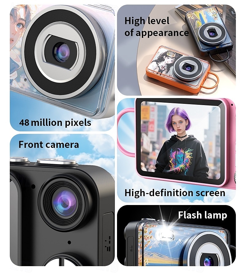 2025年 ミニデジタル学生用自撮りカメラ、写真撮影用インスタントカメラ、32GB、64GB、128GBカメラ、ボーイフレンドとガールフレンド用のインスタントカメラ コレクション – $54.99 –P2