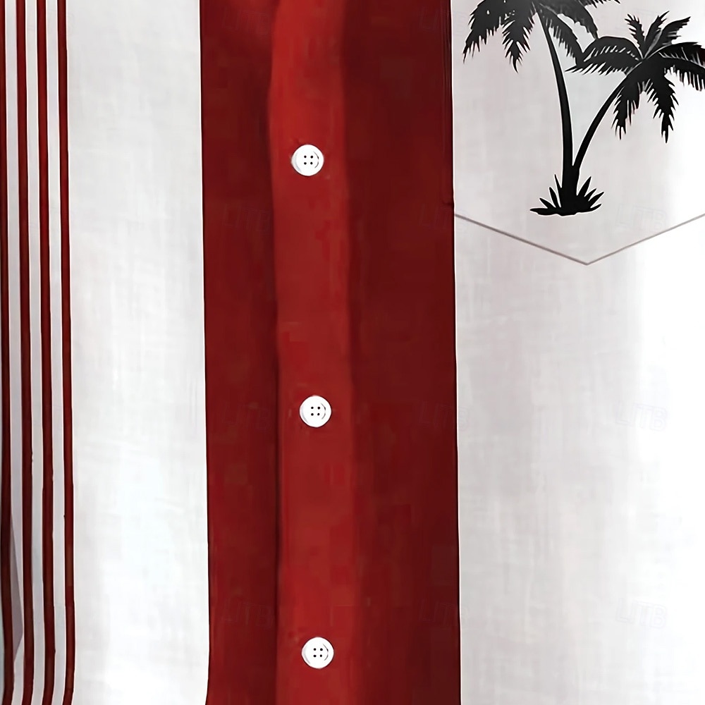 Homme Cocotier Plantes Tropicales Chemise Chemise hawaïenne Chemise Boutonnée Manche Courte Hawaïen Fête Tenue de plage Été Printemps Col Rabattu Impression 3D chemises à col Une poche avant Rouge de 2025 ? $23.99 –P4