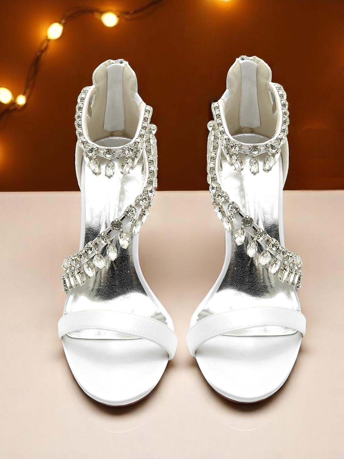 Weiße Damensandalen mit Stilettoabsatz, offene Abendschuhe mit Kristallfransenriemen für formelle Anlässe und Abendpartys 2025 - $69.99 –P3