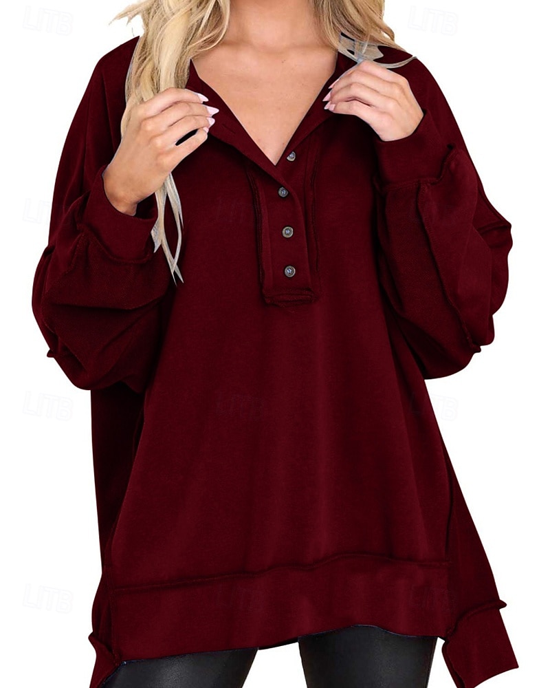 Damen Bluse Einfach Modern Lässig Langarm Rundhalsausschnitt Normale Oberteile Täglich Ferien Ausgehen Knöpfe Schwarz Weiß Rosa Wein Blau Herbst 2025 - $25.99 –P8