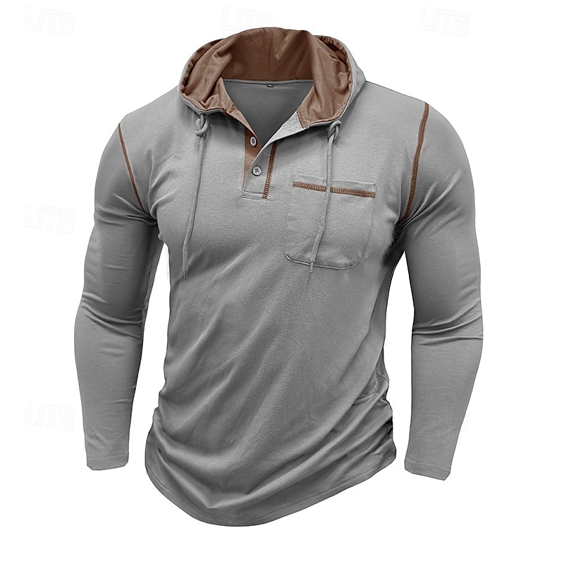Men's Tee Top Long Sleeve Shirt Long Sleeve Hooded Summer All Seasons Solid Color Daily Casual Street Style Hooded Outdoor Street Causal Light Blue White Black Top Tee for Men 2025 - $22.99 –P5