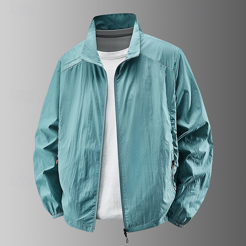 Hombre Chaqueta ligera Exterior Casual Portátil Protección solar UV Bolsillo Verano Primavera Otoño Color sólido Activo Vintage Cuello Vuelto Regular Gris oscuro Blanco Azul Marino Gris Ligero Verde 2026 - $18.49 –P7