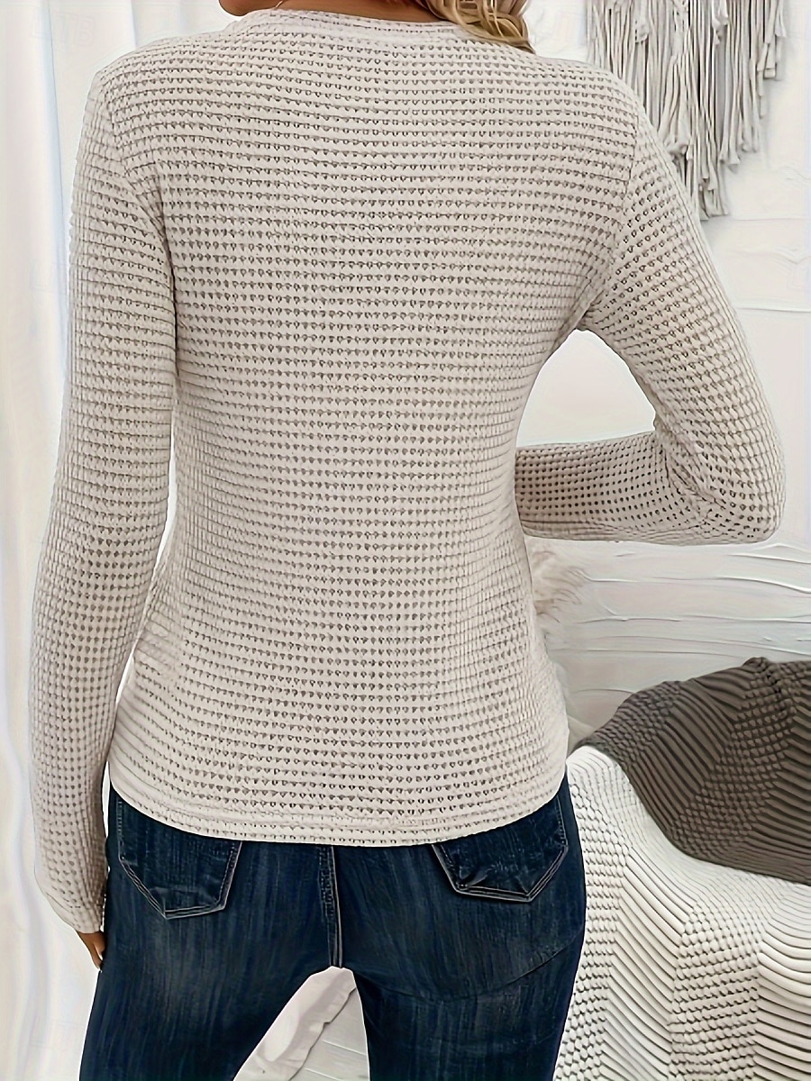 Damen T Shirt Einfach Mode Modern Lässig Langarm Rundhalsausschnitt Normale Oberteile Täglich Wochenende Ausschnitt Schwarz Weiß Grün Beige Sommer 2025 - $15.99 –P3