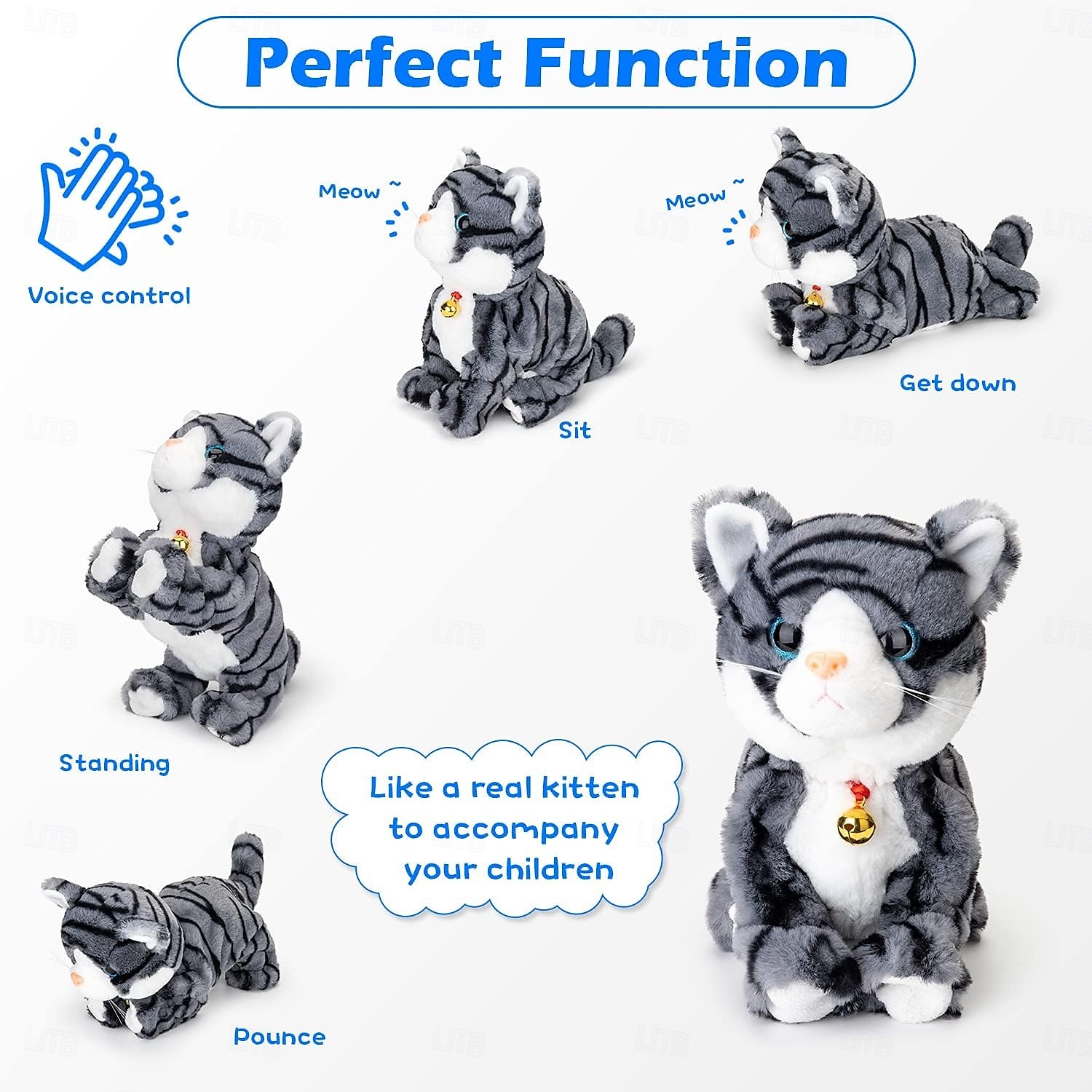 Interactief elektronisch knuffeldier - upgrade met led-licht, ogen, geanimeerde geluidsbesturing, elektronische huisdierenrobot, kat, kitten, speelgoed, cadeaus voor jongens &meisjes kinderverjaardag 2025 - $42.99 –P18