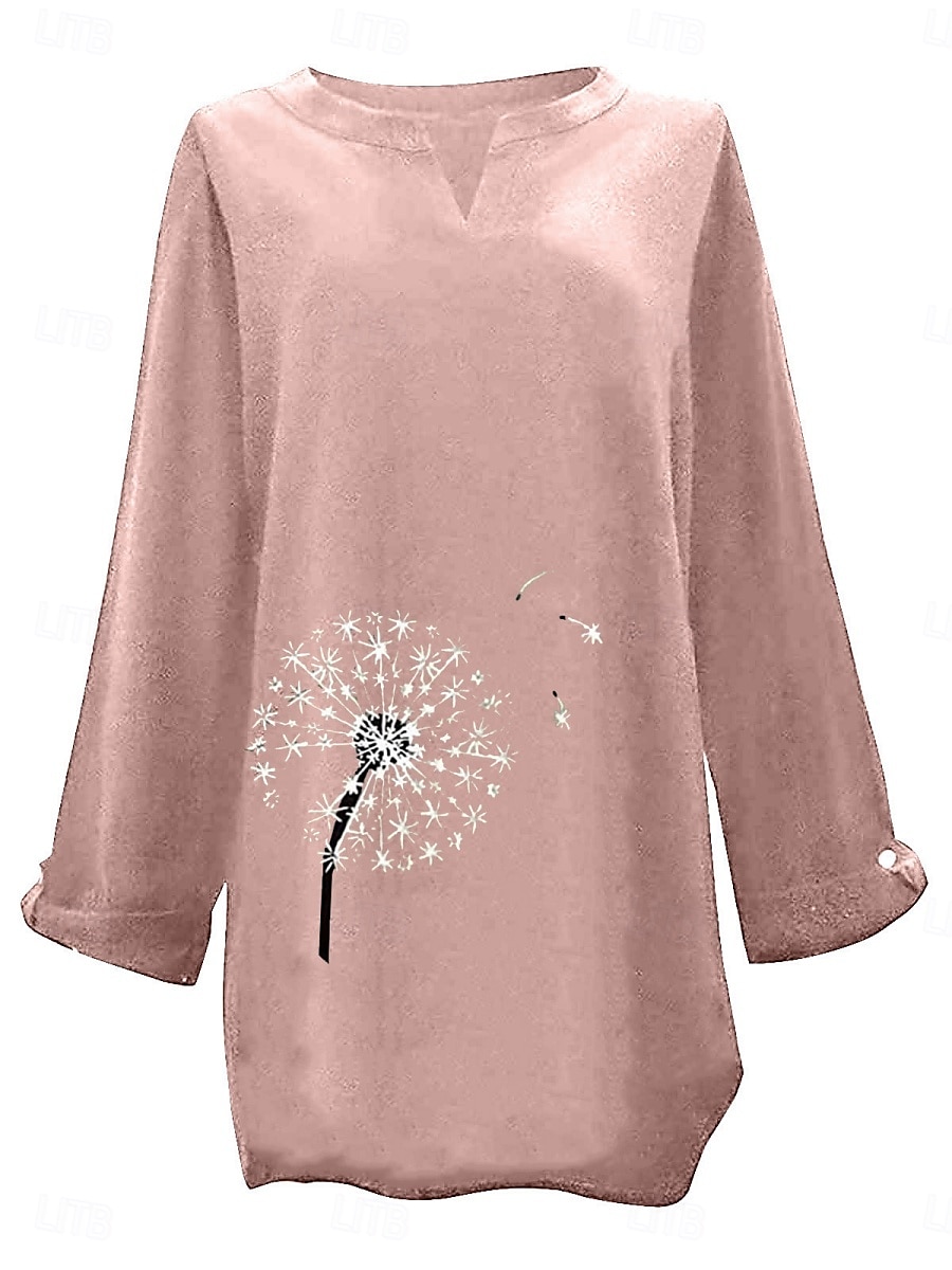 Dames Katoenen linnen overhemden Bloemig Basic Casual Lange mouw Overhemdkraag Normale tops Dagelijks Afdrukken Blozend Roze Marineblauw Fuchsia Groen Zomer Herfst 2025 - $28.99 –P6