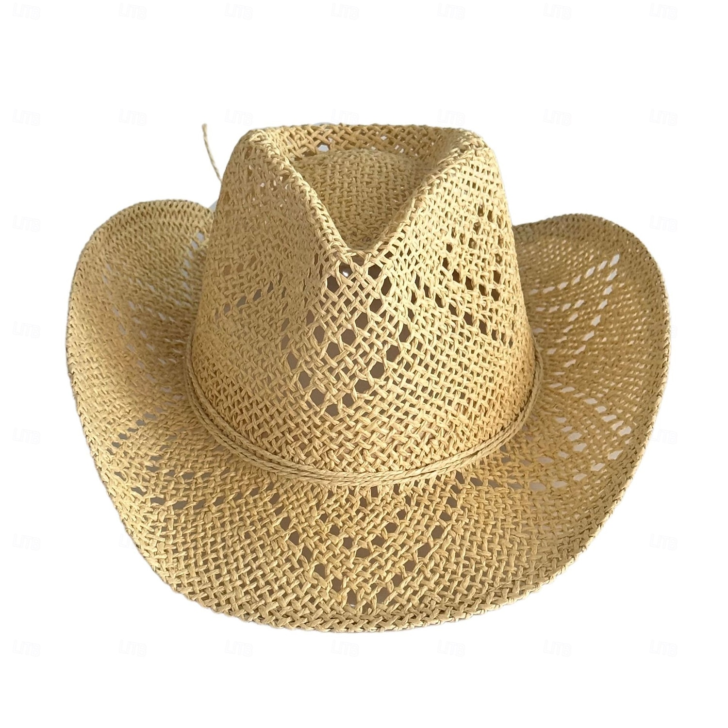1 stk. elegant damehatt med strå og bred brem, lett og pustende sommerhatt for strandaktiviteter, uformell &formelle arrangementer, tilbehør til arrangementer 2025 - $44.99 –P7