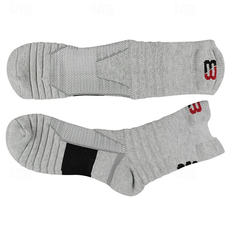 1 par de calcetines de senderismo para hombre, deportivos, transpirables, antiampollas, que absorben el sudor, acolchados, para exteriores, de un cuarto de tripulación, con parches de poliéster, negros, blancos y grises para correr 2025 - $7.49 –P10
